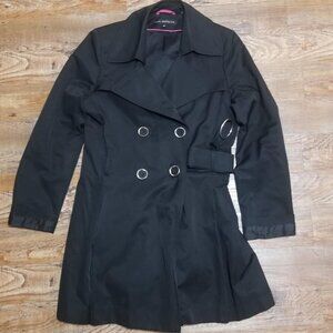 Via Spiga Trench Coat Jacket Medium Black Weather Resistant Modern